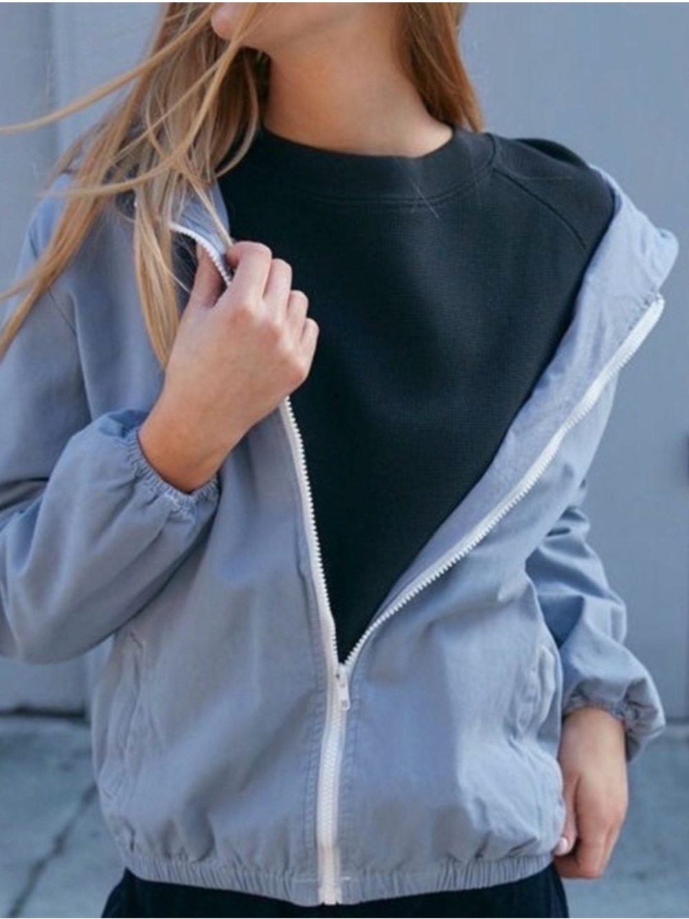 Brandy Melville John Galt Cornflower Blue Zip Up Jacket